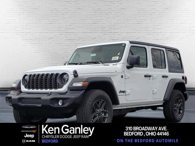 2026 Jeep Wrangler WRANGLER 4-DOOR SPORT S in Bright White Clear-Coat Exterior Paint — front three-quarter view