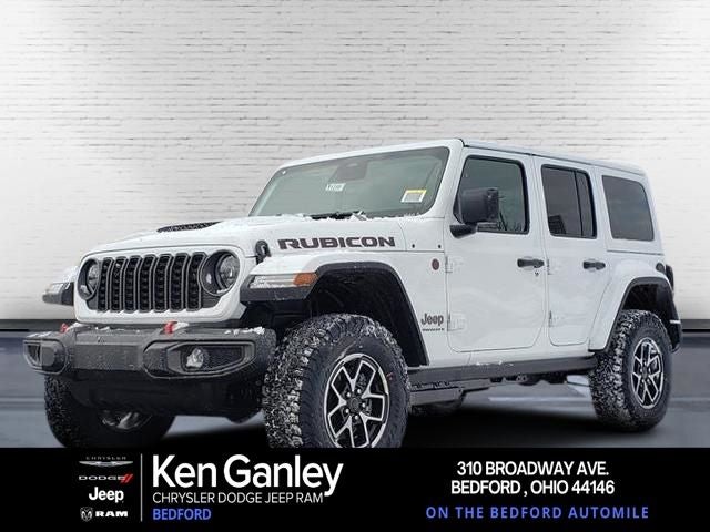 2026 Jeep Wrangler WRANGLER 4-DOOR RUBICON in Bright White Clear-Coat Exterior Paint — front three-quarter view