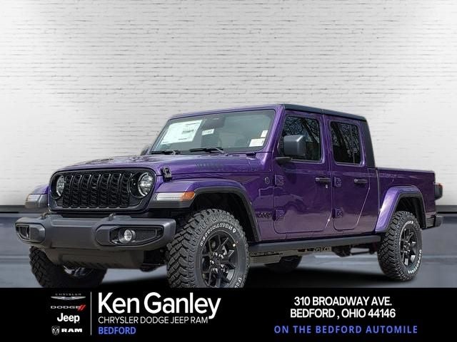 2026 Jeep Gladiator GLADIATOR WILLYS 4X4 in Reign Exterior Paint — front three-quarter view