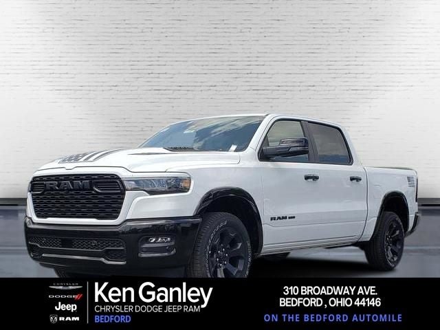 2026 RAM Ram 1500 RAM 1500 BIG HORN CREW CAB 4X4 5'7' BOX in Bright White Clear-Coat Exterior Paint — front three-quarter view
