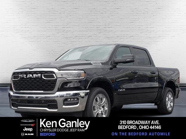 2026 RAM Ram 1500 RAM 1500 BIG HORN CREW CAB 4X4 5'7' BOX in Diamond Black Crystal Pearl-Coat Exterior Paint — front three-quarter view