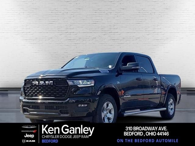 2026 RAM Ram 1500 RAM 1500 BIG HORN CREW CAB 4X4 5'7' BOX in Diamond Black Crystal Pearl-Coat Exterior Paint — front three-quarter view