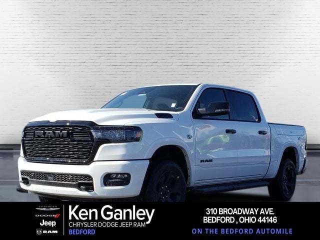 2026 RAM Ram 1500 RAM 1500 BIG HORN CREW CAB 4X4 5'7' BOX in Bright White Clear-Coat Exterior Paint — front three-quarter view