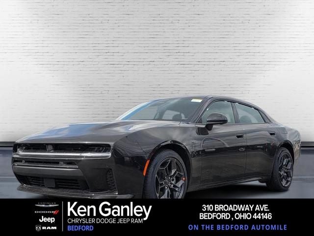 2026 Dodge Charger CHARGER R/T PLUS 4-DOOR AWD in Diamond Black Crystal Pearlcoat — front three-quarter view