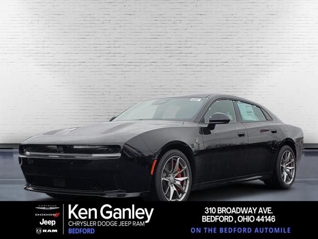 2026 Dodge Charger CHARGER DAYTONA SCAT PACK 4-DOOR AWD in Diamond Black Crystal Pearlcoat — front three-quarter view