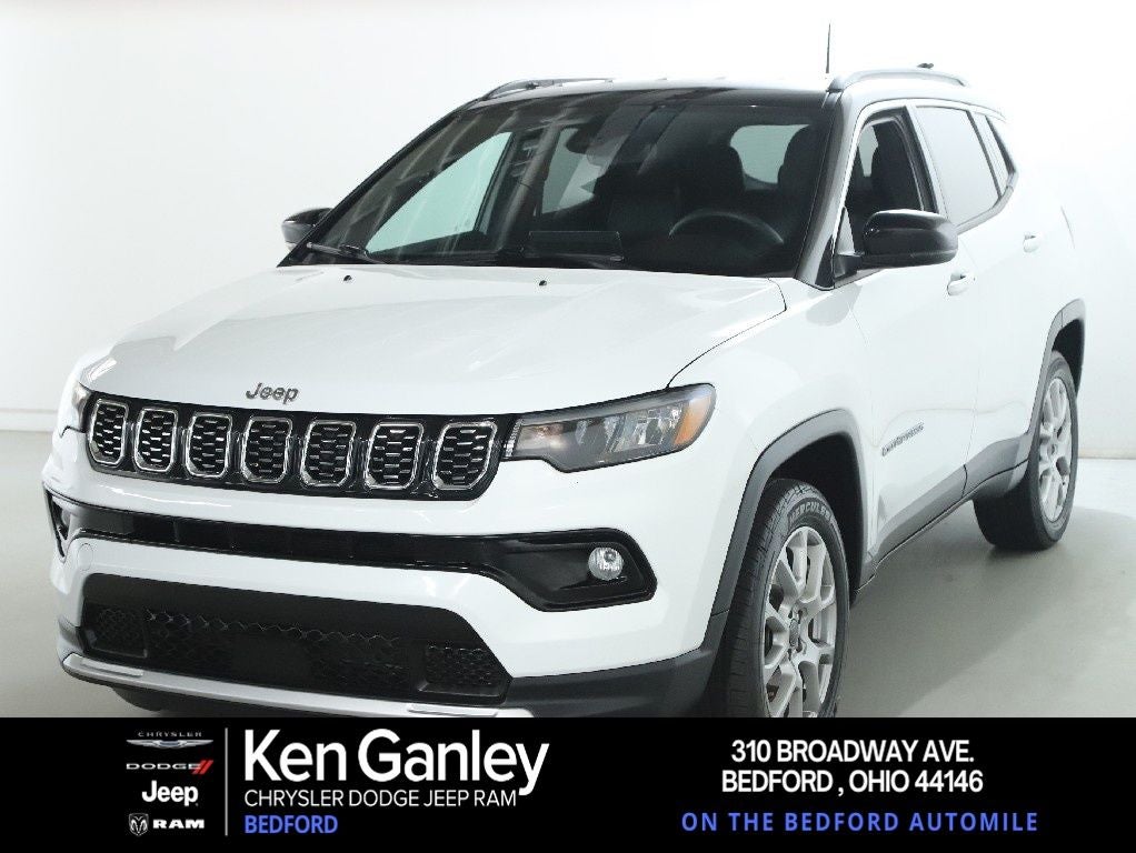 2025 Jeep Compass Limited 4x4 in Bright White Clearcoat — front three-quarter view