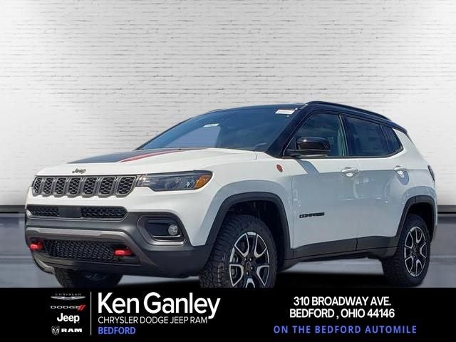 2026 Jeep Compass COMPASS TRAILHAWK 4X4 in Bright White Clear-Coat Exterior Paint — front three-quarter view