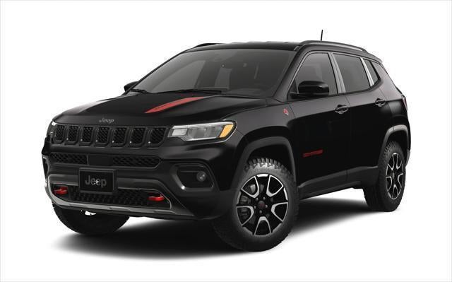 2026 Jeep Compass COMPASS TRAILHAWK 4X4 in Diamond Black Crystal Pearl-Coat Exterior Paint — front three-quarter view
