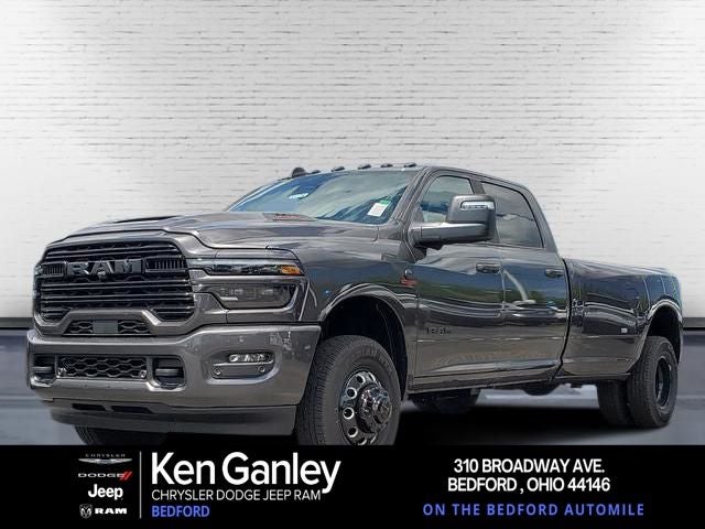 2026 RAM Ram 3500 RAM 3500 LARAMIE CREW CAB 4X4 8' BOX in Granite Crystal Metallic Clear-Coat Exterior Paint — front three-quarter view