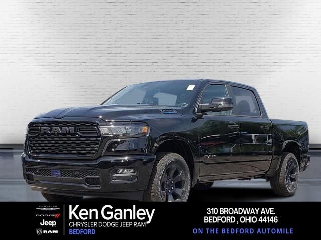 2026 RAM Ram 1500 RAM 1500 BIG HORN CREW CAB 4X4 5'7' BOX in Diamond Black Crystal Pearl-Coat Exterior Paint — front three-quarter view