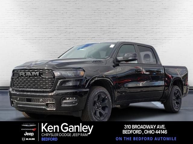 2026 RAM Ram 1500 RAM 1500 BIG HORN CREW CAB 4X4 5'7' BOX in Diamond Black Crystal Pearl-Coat Exterior Paint — front three-quarter view